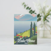湖コモイタリアヴィンテージスタイル旅行ポスター ポストカード (スタンド正面)