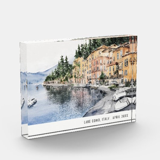 湖コモノーザンイタリア水の色のトラベイタリアンル フォトブロック (左)