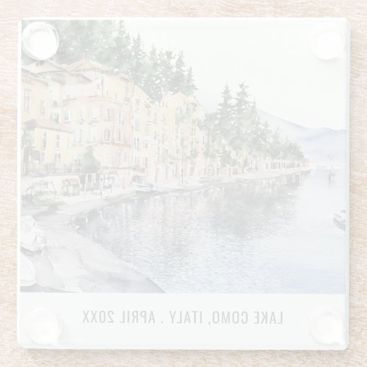 湖コモノーザンイタリア水彩旅行イタリアン旅行 ガラスコースター (裏面)