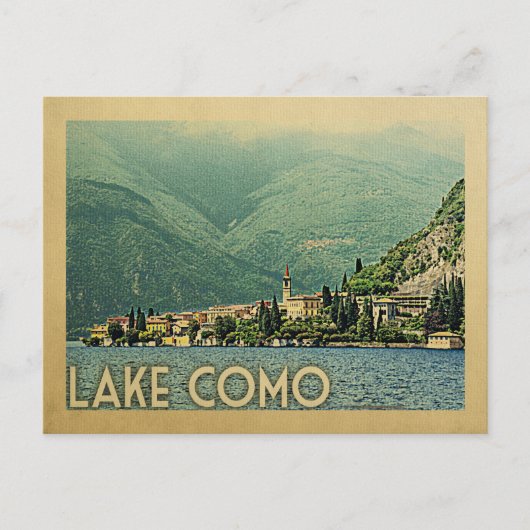 湖コモポストカードイタリアヴィンテージトラベル ポストカード (正面)