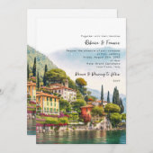 湖コモ、イタリア風光明媚な結婚式招待状 招待状 (正面/裏面)