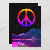 湖サイケデリックにレトロな平和のサインを宇宙 シーズンカード (正面/裏面)