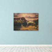 湖ジョージおよびCaldwellの村 キャンバスプリント (インサイチュ (ウッドフロア))