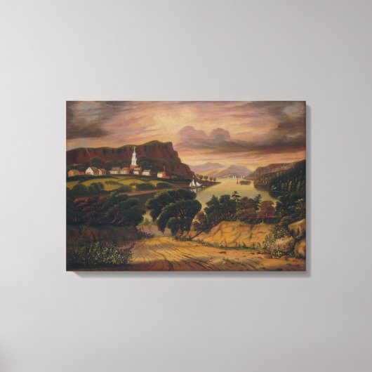 湖ジョージおよびCaldwellの村 キャンバスプリント (正面)