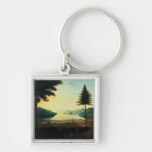 湖ジョージ、ニューヨーク1759年の野営(油 キーホルダー (正面)