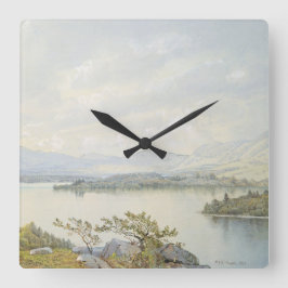 湖スクアムとサンドイッチ山水色 スクエア壁時計