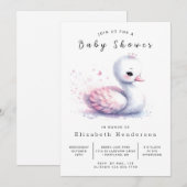 湖デジタル白鳥の赤ちゃんシャワー 招待状 (正面/裏面)