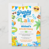 湖パーティーサマービーチ誕生日招待状 招待状 (正面)