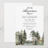 湖フォレストのベビーシャワー 冒険の始まり 招待状 (正面/裏面)
