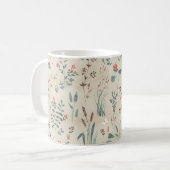 湖フローラの水色の野花 コーヒーマグカップ (正面左)