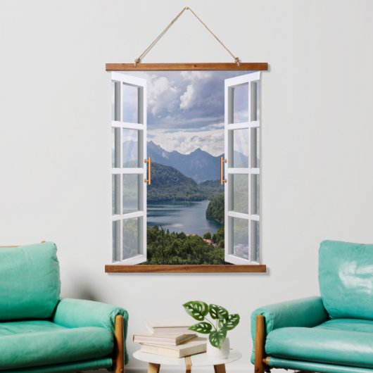 湖モダンコンテンポラリービュー 吊り下げ型タペストリー (リビング)