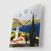 湖ヴィンテイタリアンージトラベルイタリア スクエア壁時計 (傾斜)