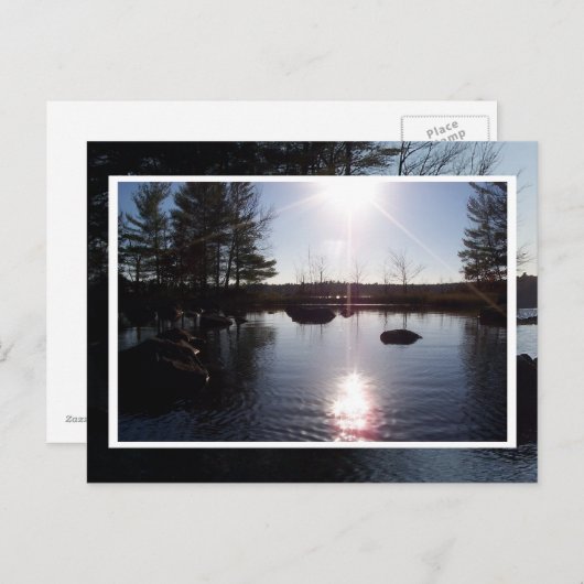 湖上の夕日はがき ポストカード (正面/裏面)