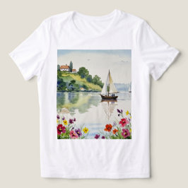 湖上の帆船 トライブレンドTシャツ