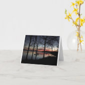 湖上の日の出の写真が付いているカード カード (黄色い花)