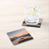 湖上の日の出はコースターを出血させました スクエアペーパーコースター (インサイチュ)
