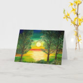 湖上の月光-挨拶状 カード (黄色い花)