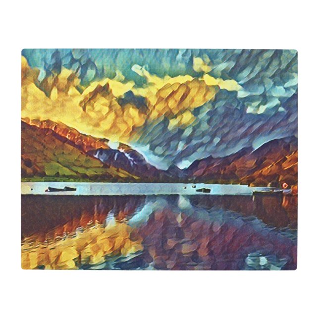 湖上を嵐で覆う メタルプリント (正面)