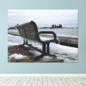 湖上公園ベンチin冬 キャンバスプリント (インサイチュ (ウッドフロア))