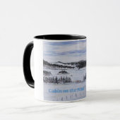 湖凍っていNLカナダのキャビン池 マグカップ (正面左)