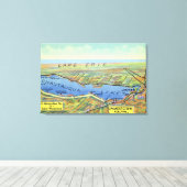 湖周辺の空中地図 キャンバスプリント (インサイチュ (ウッドフロア))