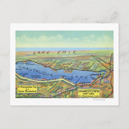 湖周辺の空中地図 ポストカード (正面)