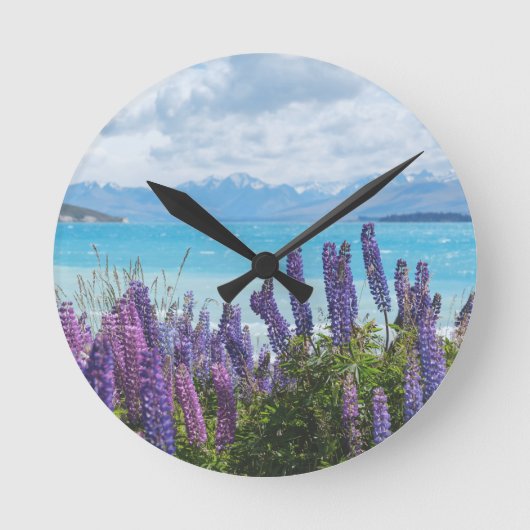 湖岸のラベンダー ラウンド壁時計 (正面)