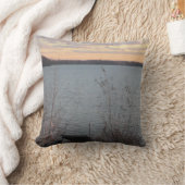 湖岸の夕日"ようこそ湖"枕 クッション (ブランケット)