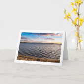 "湖日没"のブランクは挨拶状を折りました カード (黄色い花)