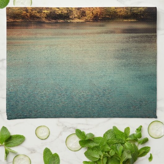 湖森林木水台料理タオル キッチンタオル (折り畳み)