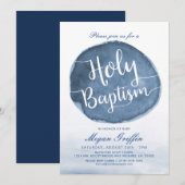 湖水のしみ | オーダーメイドの聖洗礼 招待状 (正面/裏面)