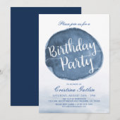 湖水のシミ | オーダーメイドの誕生日パーティー 招待状 (正面/裏面)
