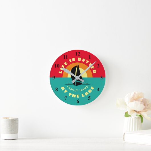 湖水の台所は人生が名前をカスタムするだ ラウンド壁時計 (ホーム)