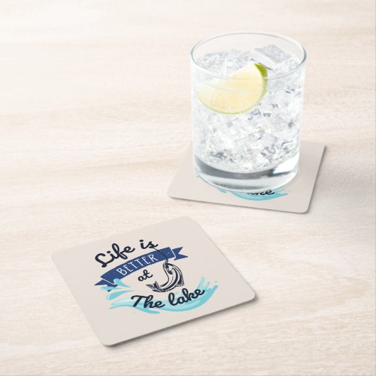 湖水は命が好おもしろい スクエアペーパーコースター (インサイチュ)