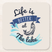 湖水は命が好おもしろい スクエアペーパーコースター (正面)