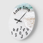 湖水を白塗りの木材に ラージ壁時計 (傾斜)