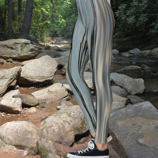 湖水垂直ストライプベージュ レギンス