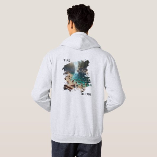 湖畔に集う鹿たち Wear The Calm パーカ (裏面フル)