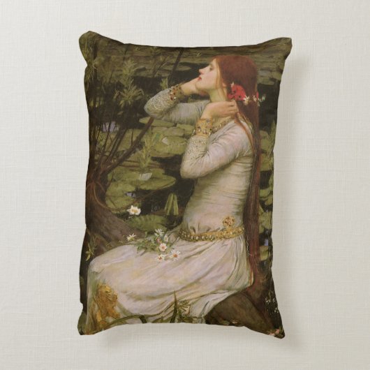 湖畔のオフィーリア by John William Waterhouse アクセントクッション (裏面(縦))