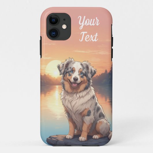 湖畔のオーストラリアン・シェパード犬 Case-Mate iPhoneケース (裏面)