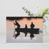 湖畔のカヤックで過ごす家族のクリスマス シーズンカード (スタンド正面)