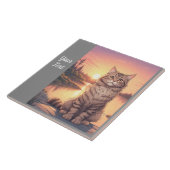 湖畔のグレーのタビー猫 タイル (側面)