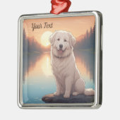 湖畔のグレート・ピレニーズ メタルオーナメント (左)