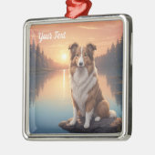 湖畔のスタンダード・コリー メタルオーナメント (左)