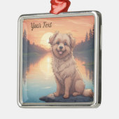 湖畔のドゥードル犬 メタルオーナメント (左)