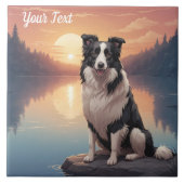 湖畔のボーダーコリー タイル (正面)