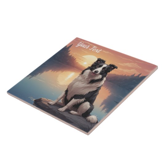 湖畔のボーダーコリー タイル (側面)