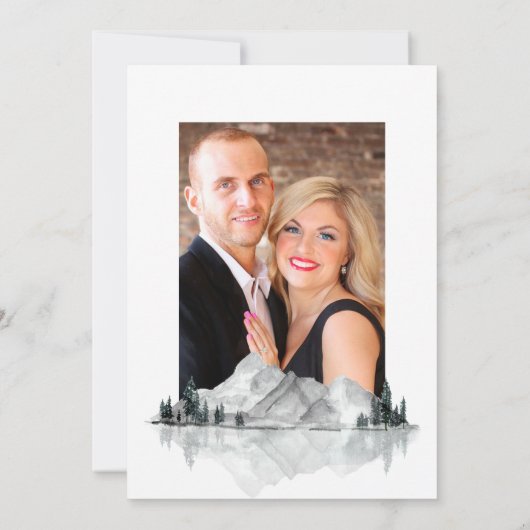 湖畔のモノグラムクレスト結婚式写真 セーブザデート (裏面)