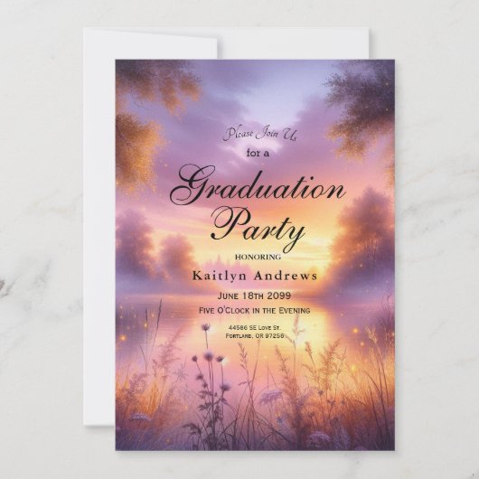 湖畔の夕暮れの静かな輝き 招待状 (正面)