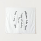 湖畔の家のビーチ ハッピー バースデー 名前 日付 年 タペストリー (正面(横))